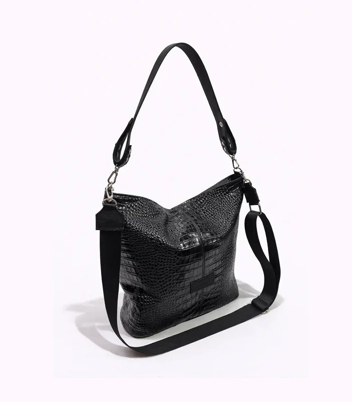 bolso-cartera-salta-negro-textura-crocco-1 Bolso Cartera Salta - Negro Textura Crocco - Image 1