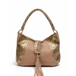 Cartera Pía - Beige con dorado reptil