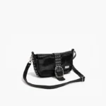 Bandolera Beth - Negro Brilloso Herrajes Plata