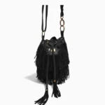 Bandolera Luciana - Negro Opaco Fleco textura Reptil