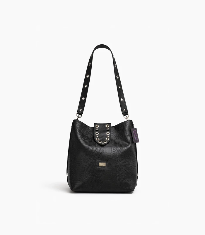 bolso-cartera-malena-negro-reptil Bolso Cartera Malena - Negro Reptil - Image 1