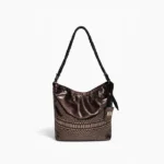 Cartera Santa Barbara - Negro Textura Reptil Peltre