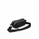 Mini Riñonera Bandolera - Negro Con Textura Acolchada