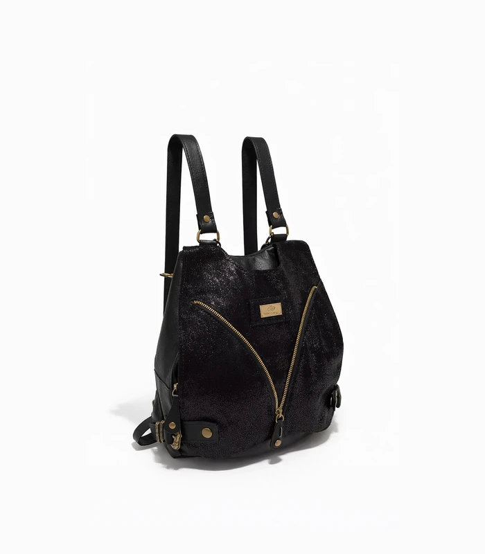 mochila-cartera-ivonne-negro-tapa-con-brillo Mochila Cartera Ivonne - Negro/Tapa con Brillo - Image 1