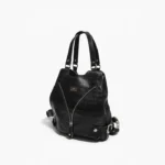Mochila Cartera Ivonne - Negro / Tapa Textura Crocco