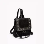Mochila Cartera Vera - Negro Tapa Detalles Dorado