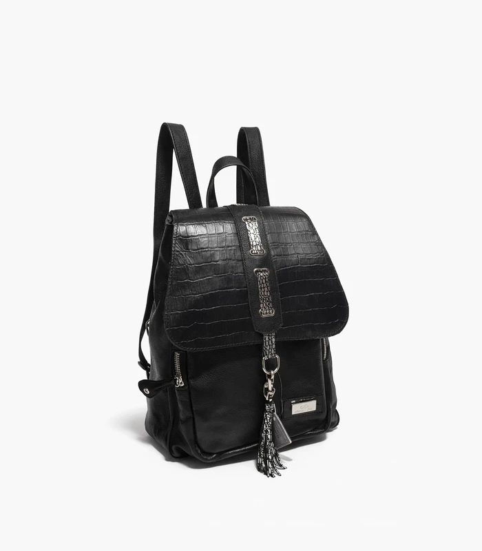 mochila-natalia-negro-tapa-crocco Mochila Natalia - Negro/ Tapa Crocco - Image 1