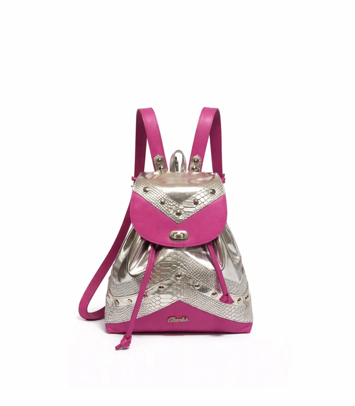 mochila-santa-fe-fucsia-y-plateado Mochila Santa Fe - Fucsia y plateado - Image 1