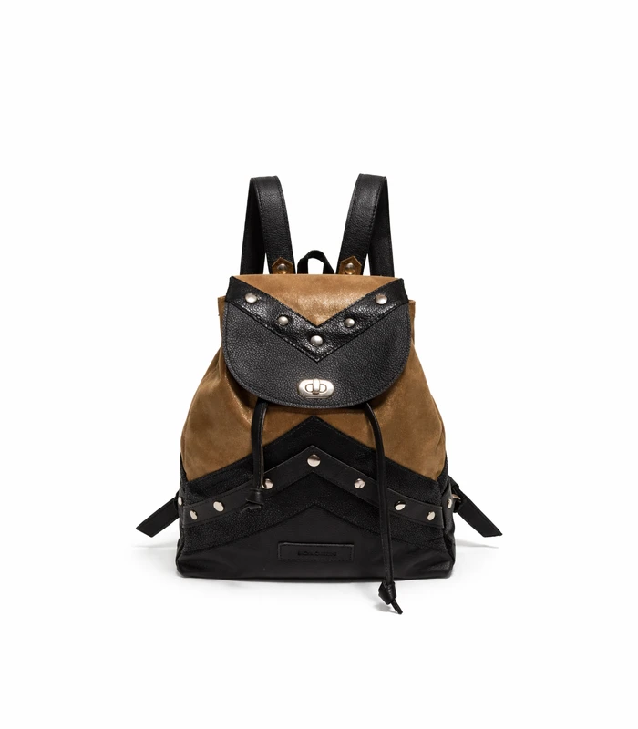 mochila-santa-fe-negro-brilloso-y-dorado Mochila Santa Fe - Negro Brilloso y Dorado - Image 1