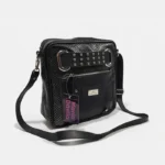 Bandolera Malvina - Negro Detalles Peltre