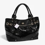 Bolso Cartera Rebecca - Negro Con Croco Charolado