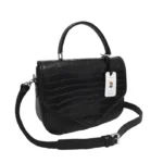 Cartera Agustina - Negro Tapa Textura Crocco
