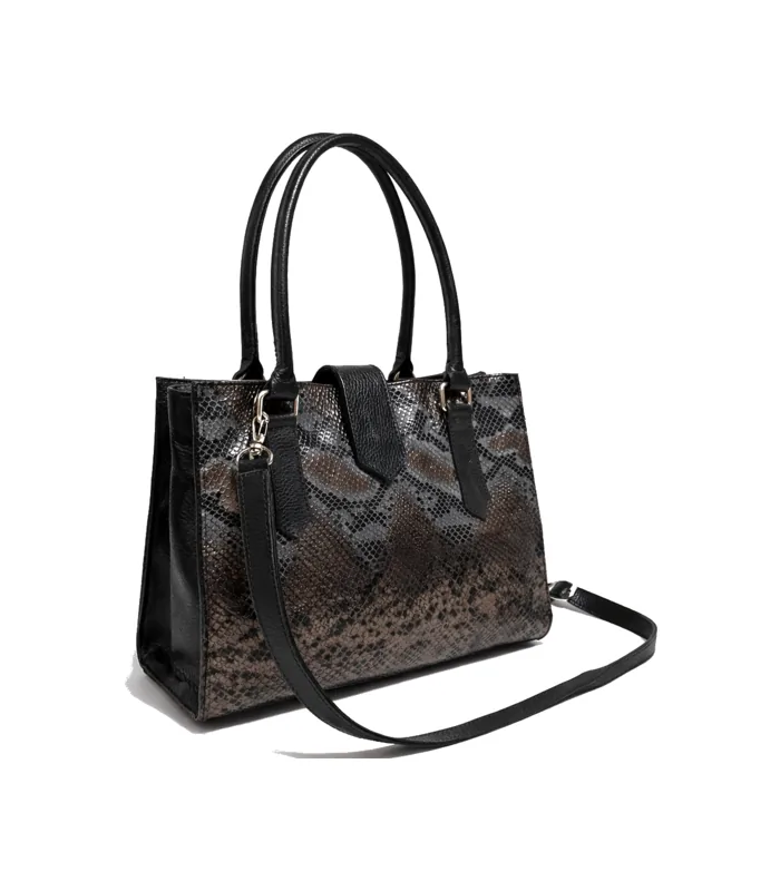 cartera-isabella-d-negro-reptil-peltre Cartera Isabella (D) - Negro, Reptil Peltre - Image 1