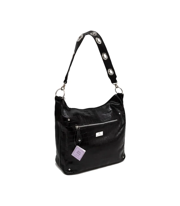 cartera-veronica-negro-crocco Cartera Veronica - Negro Crocco - Image 1