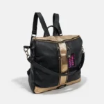 Mochila Cartera Bettiana - Negra Detalle Dorado