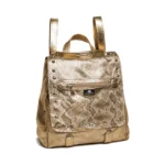 Mochila Cartera Cristal - Dorado Textura Reptil