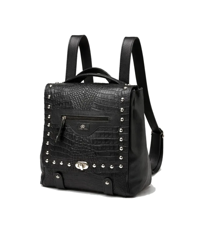 mochila-cartera-cristal-negro-textura-crocco Mochila Cartera Cristal - Negro Textura Crocco - Image 1