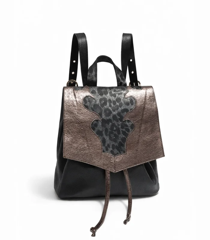 mochila-cartera-isabel-negro-tapa-peltre Mochila Cartera Isabel - Negro Tapa Peltre - Image 1