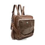Mochila Cartera Moscú - Marrón claro con detalle croco charol