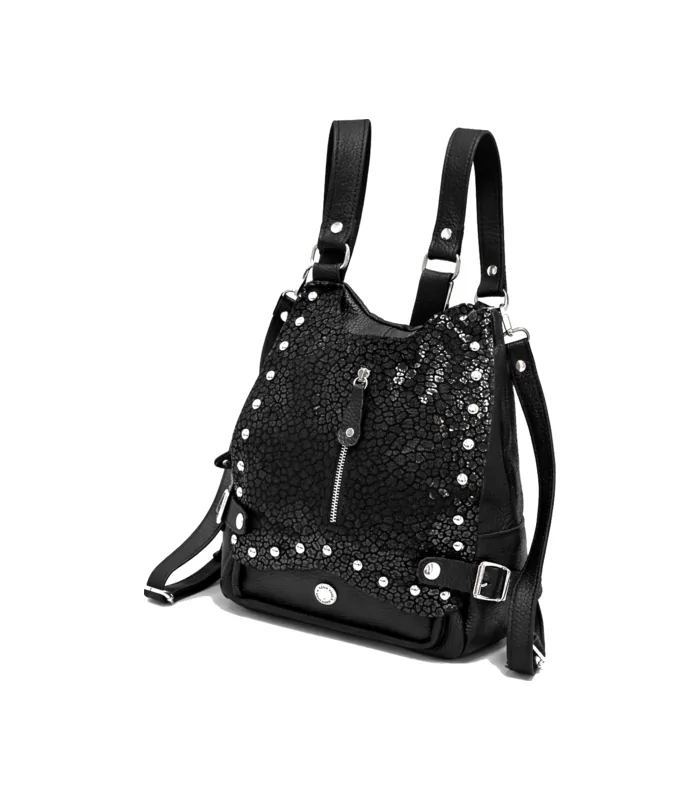 mochila-cartera-paris-negro-con-print-brilloso Mochila Cartera Paris - Negro con Print Brilloso - Image 1