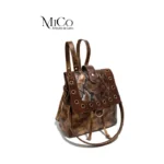 Mochila Cartera Vera - Marrón Tornasolado/Tapa Reptil