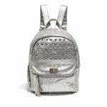 Mochila Gina - Plateado/Bolsillo Textura Crocco